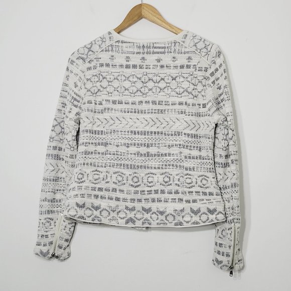 Cato Ivory Gray Textured Blazer Lined Collarless Cotton Blend Professional Sz M - Picture 9 of 9